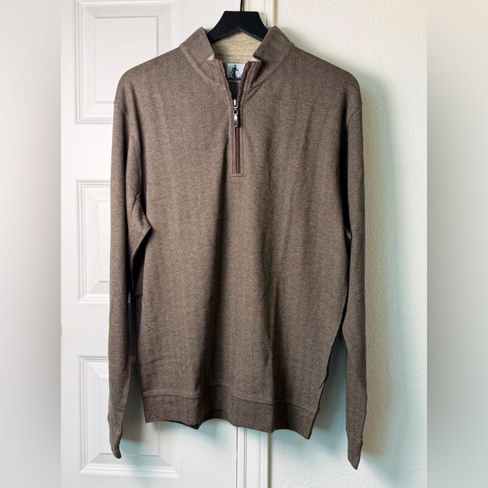 Sharp Lad Quarter Zip Pullover – Size Large – Brown Herringbone – BNWOT